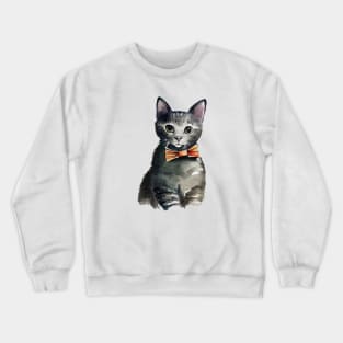 Gray Cat with a Bowtie Crewneck Sweatshirt